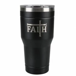 Budget 🔔 Lincoln Outfitters "Faith" 30 oz. Religious Tumbler, Black - 89-634-0204 - Tumblers ⌛