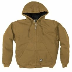 Flash Sale ⌛ Lincoln Outfitters Men's Flex Washed Duck Sherpa Lined Hooded Jacket Brown - RLHJ317HKY - Jackets ✔️