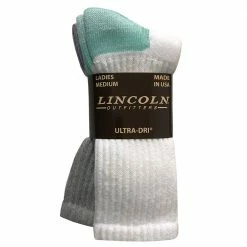 Coupon ⌛ Lincoln Outfitters 😀 Women's Ultra-Dry Crew Socks 2 Pack - L2/949-G/W - Socks 🎁 Women's ⌛