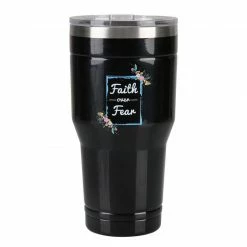 Best deal 👍 Lincoln Outfitters "Faith Over Fear" 30 oz. Religious Tumbler, Black - 89-631-0204 - Tumblers ✔️
