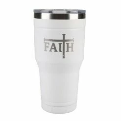 Flash Sale ✔️ Lincoln Outfitters "Faith" 30 oz. Religious Tumbler, White - 89-646-0204 - Tumblers 👍