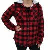 Outlet ⭐ Lincoln Outfitters Women's Hooded Shirt Jacket Cardinal Red - LOHJ-A0001W - Hooded Jackets Women's 🔥