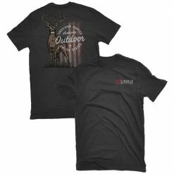 Promo ✔️ Lincoln Outfitters Men's Short Sleeve Whitetail Americana T-Shirt Washed Black - LO-144 - T-Shirts 😍