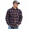 Outlet ⭐ Lincoln Outfitters Men's Brawny Flannel Navy - LOFB-A0522 - Long Sleeve 🎁 Shirts 🤩