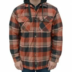 Deals 💯 Lincoln Outfitters Men's Hooded Shirt Jacket Russet Red - LOHJ-A0417 - Jackets 🔥