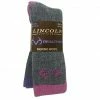 Coupon 🔥 Lincoln Outfitters Ladies Merino Wool Blend Boot Sock - 2 Pack - Grey With Fuchsia/Purple-Ladies Size Medium RT/L2/72120-FU-PU-M - Socks Women's 🎁