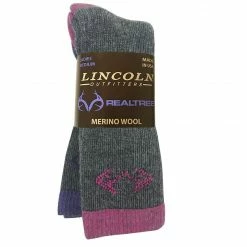 Coupon 🔥 Lincoln Outfitters Ladies Merino Wool Blend Boot Sock - 2 Pack - Grey With Fuchsia/Purple-Ladies Size Medium RT/L2/72120-FU-PU-M - Socks Women's 🎁