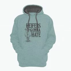 Deals 👍 Lincoln Outfitters Heifers Gonna Hate Ladie's Long Sleeve Hoodie, Aquifer Light Heather - LO-LH30 - Hooded Sweatshirts Women's ⌛