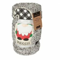 Cheap 🥰 Lincoln Outfitters Holiday Gnome Backprinted Teddy Sherpa 50 x 60 Throw with printed Patch applique - RK-TEDAP-HOL - Blankets & Bedspreads 🧨