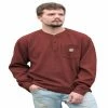 Hot Sale ✨ Lincoln Outfitters Men's Long Sleeve Bedford Henley Red - BRK-E0379 - Long Sleeve Shirts 👍