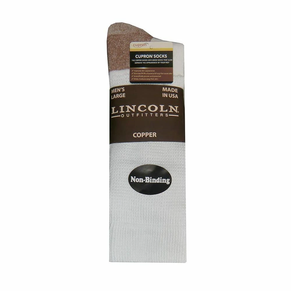 Brand new ❤️ Lincoln Outfitters Men's Cupron Copper Non-Binding Sock White - L72303-W - Socks 👏 1 Brand new ❤️ Lincoln Outfitters Men's Cupron Copper Non-Binding Sock White - L72303-W - Socks 👏