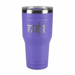 Promo 💯 Lincoln Outfitters "Faith" 30 oz. Religious Tumbler, Purple - 89-642-0204 - Tumblers ❤️