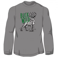 Budget ✨ LO Youth Boy's Buck Wild Long Sleeve T-Shirt Gray - LOYMM-04 - T-Shirts 👏