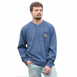 Brand new ✨ Lincoln Outfitters Men's Bedford Henley Long Sleeve 🌟 Shirt Navy Heather - NVYHTR-E0379 - Long Sleeve Shirts 🥰