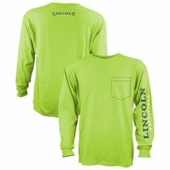 Discount ⌛ Lincoln Outfitters Men's Heavyweight Long Sleeve Pocket Graphic Tee Safety Green - LOLSPK-01SG - Long Sleeve 🥰 Shirts 👏