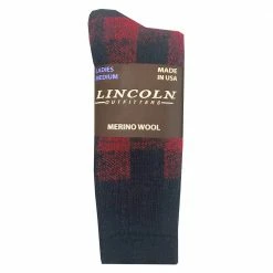 Buy 🎁 Lincoln Outfitters Women's Buffalo Plaid Merino Wool Crew Sock Red - L72227-RD - Socks 🎉