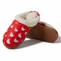 Cheapest 🌟 Lincoln Outfitters Women's Printed Scuff with Cuff, Red - 60984 - 💯 Women's Slippers ⌛