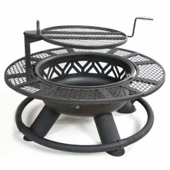 Deals 😀 Lincoln Outfitters Steel Fire Pit with BBQ Grate - 90-165-0204 - Fire Pits & Heaters 😍