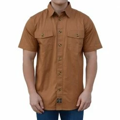 Flash Sale ✔️ Lincoln Outfitters Men's Short Sleeve Flex-Twill Workshirt Brown - LOWS-E0218-242 - T-Shirts 😉