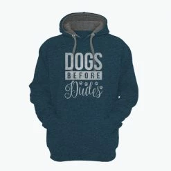 Best Sale 😀 Lincoln Outfitters Dogs Before Dudes Ladie's Long Sleeve Hoodie, Bluesteel Black Heather - LO-LH28 - Hooded Sweatshirts 👍 Women's ✨