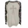 Brand new 👍 Lincoln Outfitters Ladies Long Sleeve Raglan Fashion Cross T-Shirt Camo - LO-LFR-08 - Long Sleeve Shirts 🥰 Women's ✨