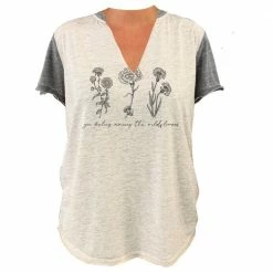 Discount ✔️ Lincoln Outfitters Ladies V-Neck Contrast Short Sleeve Fashion T-Shirt - LO-LF09 - T-Shirts 😀