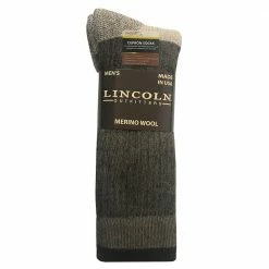 New 🥰 Lincoln Outfitters Men's Cupron Anti-Microbial Merino Wool Boot Sock Brown - RT/LO793-BRN - 👍 Socks ✔️