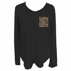 Coupon 🥰 Lincoln Outfitters Ladies Long Sleeve Leopard Pocket Black - LO-LFLSPK-01 - Long Sleeve Shirts Women's ❤️
