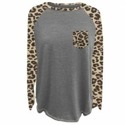 Top 10 😀 Lincoln Outfitters Ladies Long Sleeve Leopard Pocket Raglan Fashion T-Shirt - LO-LFRPK-01 - Long Sleeve Shirts Women's ✨
