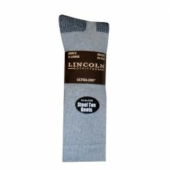 Cheapest 🤩 Lincoln Outfitters Men's Ultra-Dri Steel Toe Work Sock 2 Pack Grey - L2/837-G - Socks 👍