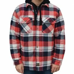 Discount 😉 Lincoln Outfitters Men's Hooded Shirt Jacket Baked Apple - LOHJ-A0417B - Jackets 😉