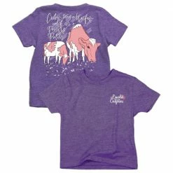 Deals 🔥 Lincoln Outfitters Youth Girl's Heifer in a Pansy Patch Short Sleeve T-Shirt - LOY-24 - T-Shirts 👏